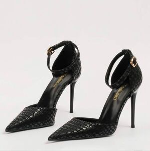 Eloshman Black Croc Textured Heels